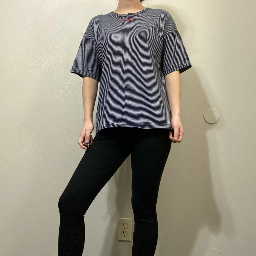 Striped oversized relaxed shortsleeve tee T shirt